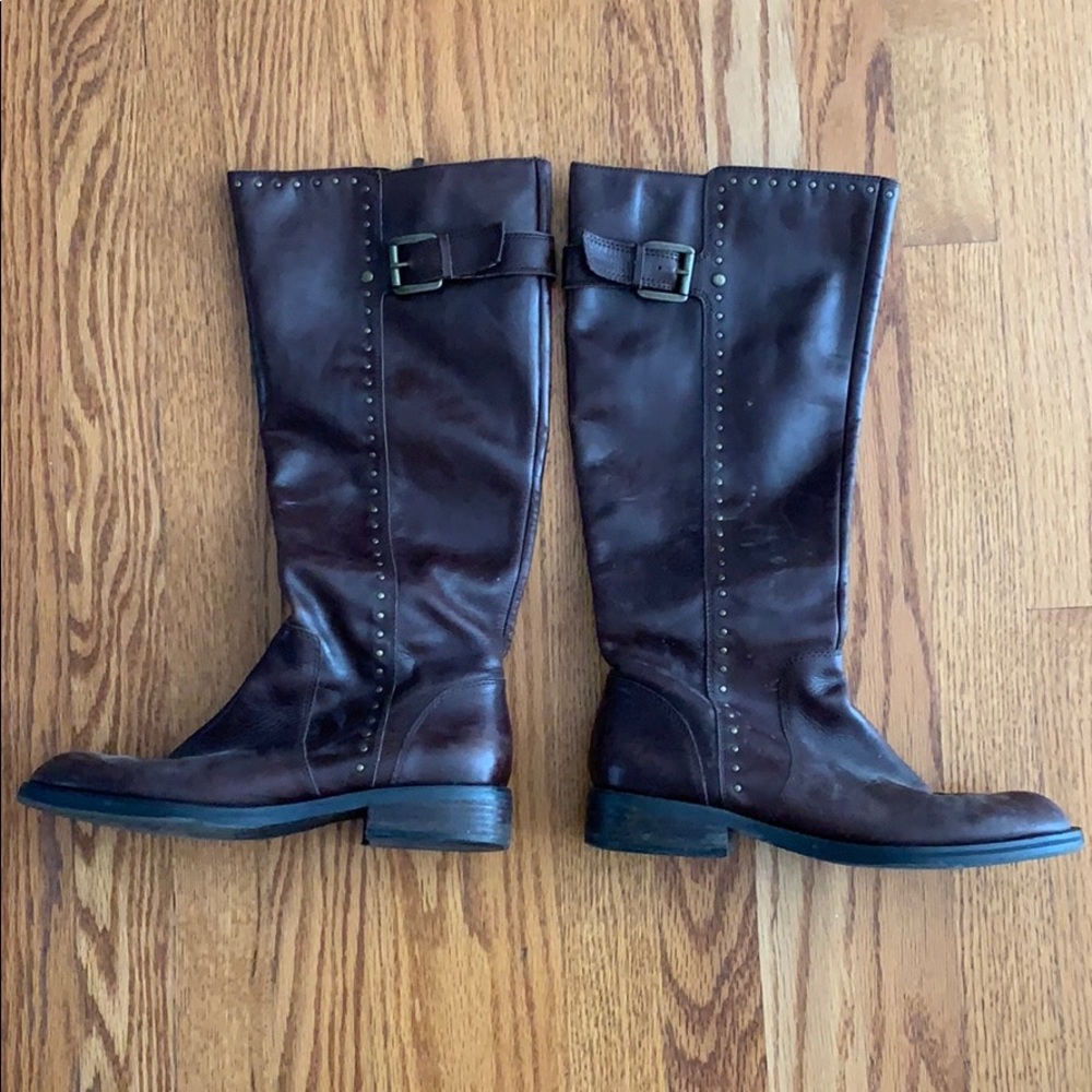 Brown tall leather boots